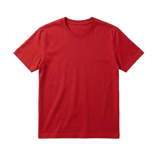 Velbora Men's Premium Red Cotton Crew Neck Short Sleeve T-Shirt