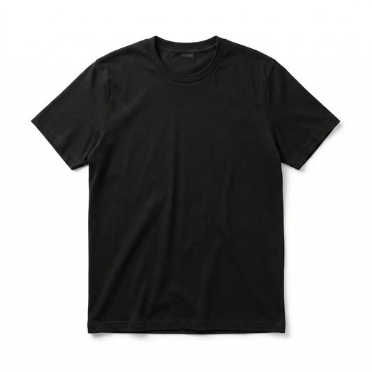 Velbora Men's Classic Black Cotton Neck T-Shirt