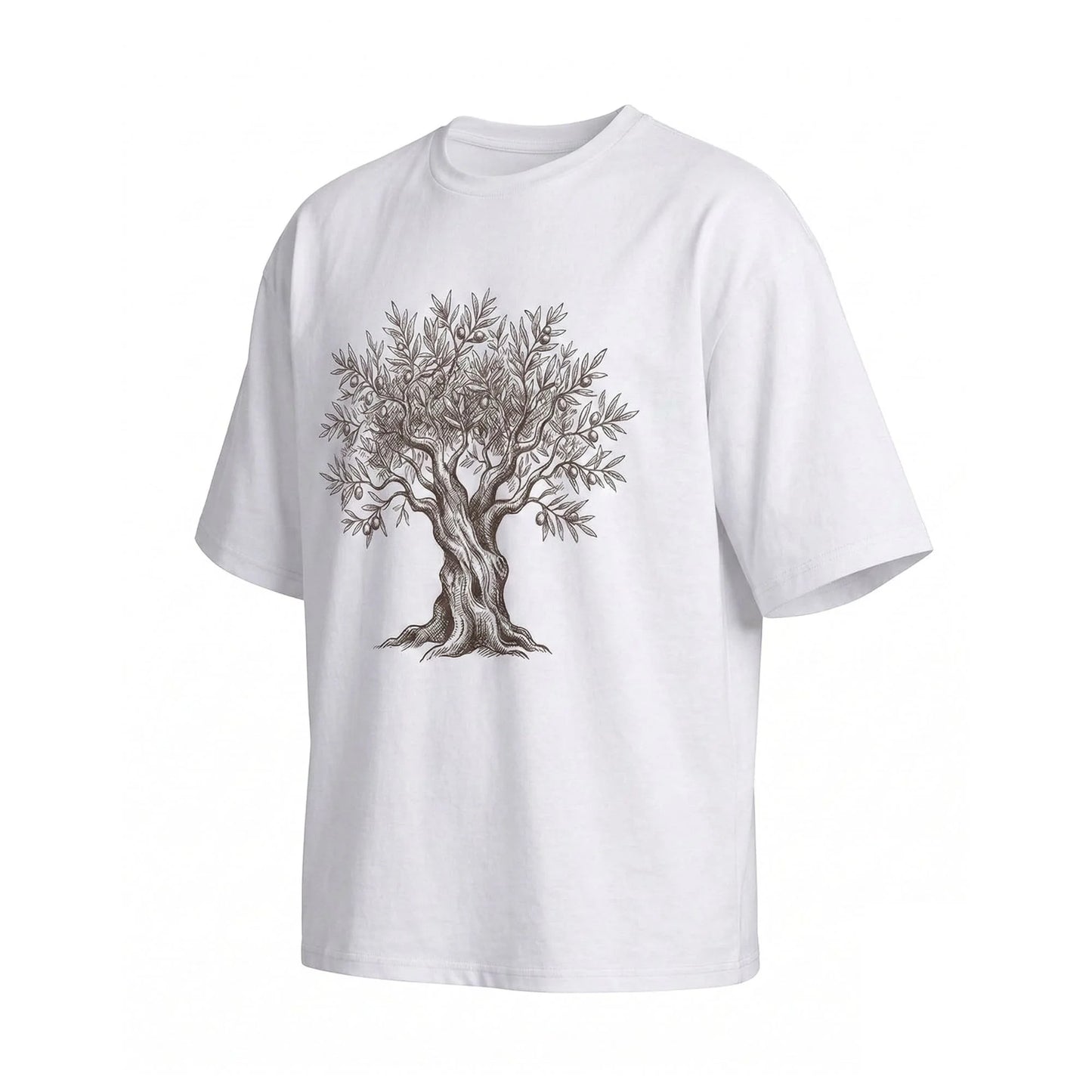 Velbora Men's White Vintage Tree Graphic Cotton T-Shirt